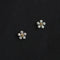 Sterling Silver Boho Pavé Stones Small Flower Plating 14k Plate Tone Gold Earrings