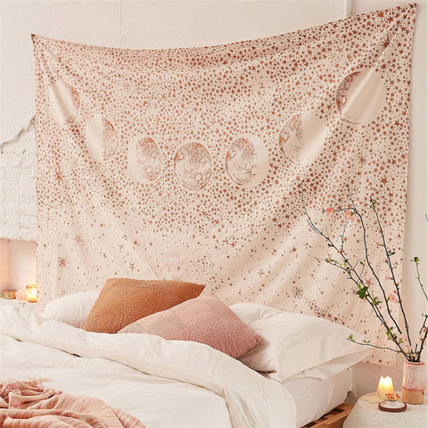 Starry Sky Wall Hanging Moon Boho Tapestry and Yoga Beach Blanket