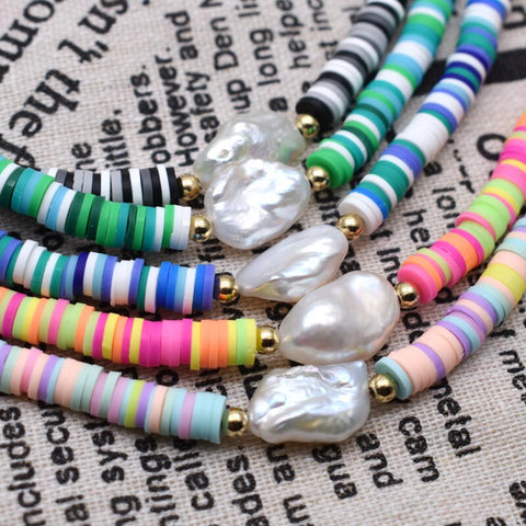 Mix Color Soft Pottery Beads Choker Necklace