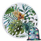 Round Microfiber Green Leaves  Beach Towel with Drawstring Bag