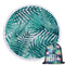 Round Microfiber Green Leaves  Beach Towel with Drawstring Bag