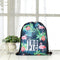 Round Microfiber Green Leaves  Beach Towel with Drawstring Bag