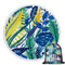 Round Microfiber Green Leaves  Beach Towel with Drawstring Bag