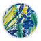 Round Microfiber Green Leaves  Beach Towel with Drawstring Bag