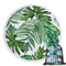 Round Microfiber Green Leaves  Beach Towel with Drawstring Bag