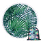 Round Microfiber Green Leaves  Beach Towel with Drawstring Bag