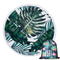 Round Microfiber Green Leaves  Beach Towel with Drawstring Bag