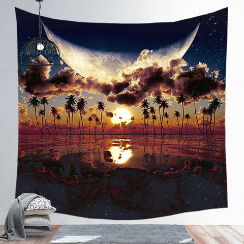 Moon Stars Tapestry Printed Mandala Bohemia Wall Hanging Towel