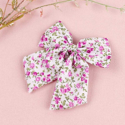 Floral Cotton Hair Bow