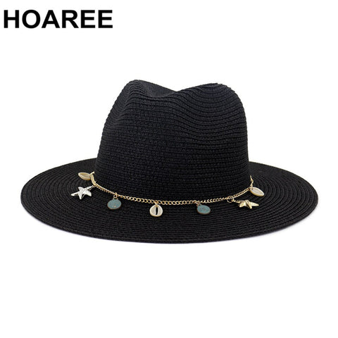 HOAREE  Panama  Fedora Straw Sunhat