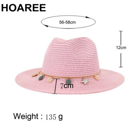 HOAREE  Panama  Fedora Straw Sunhat