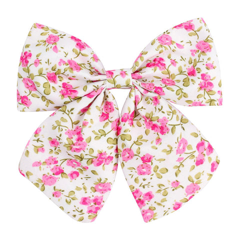 Floral Cotton Hair Bow