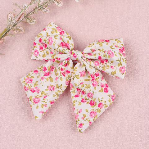 Floral Cotton Hair Bow