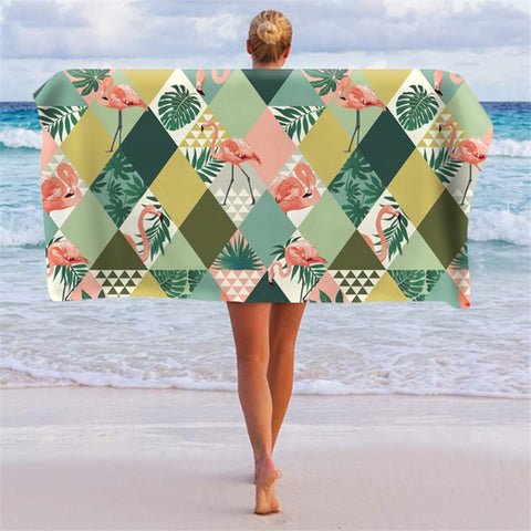 Flamingo and Abstract Patterns Beach towels