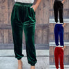 Velvet Trousers Straight Leg Elastic Waist