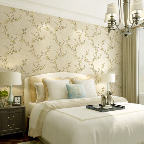 American Retro Non-woven Self-adhesive Rustic Vine Flower Wall Papers