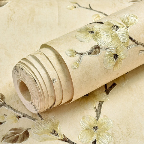 American Retro Non-woven Self-adhesive Rustic Vine Flower Wall Papers