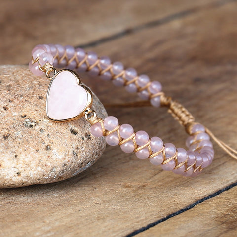 Imperial Stone Heart Shape Charm Bohemia Braided Bracelet