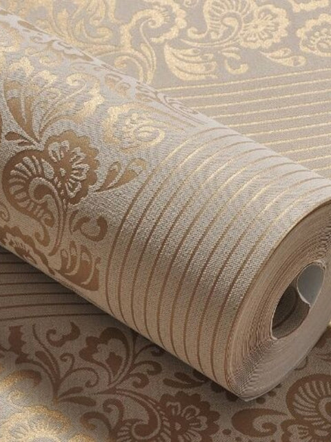 European style large Embossed Flower wallpaper