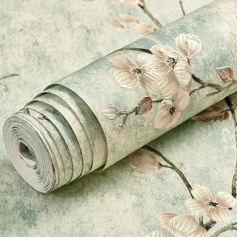 American Retro Non-woven Self-adhesive Rustic Vine Flower Wall Papers