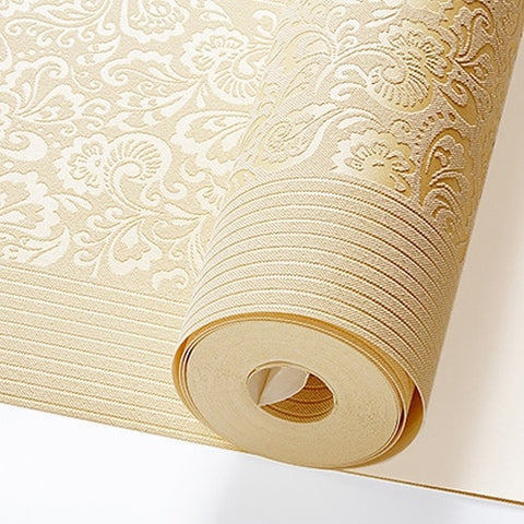 European style large Embossed Flower wallpaper