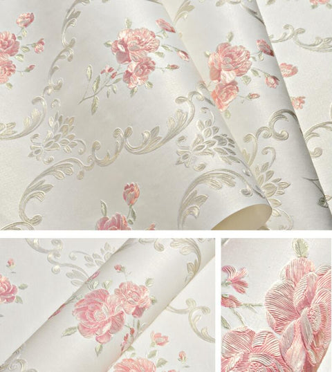 Embossed flowers Non-woven self adhesive wallpapers