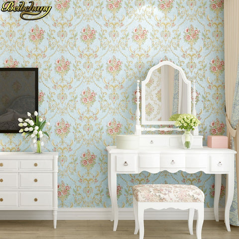 Embossed flowers Non-woven self adhesive wallpapers