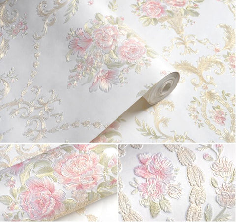 Embossed flowers Non-woven self adhesive wallpapers