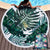 Round Microfiber Green Leaves  Beach Towel with Drawstring Bag