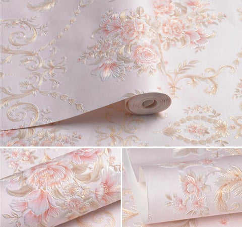 Embossed flowers Non-woven self adhesive wallpapers