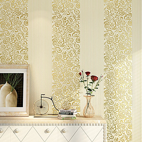 European style large Embossed Flower wallpaper