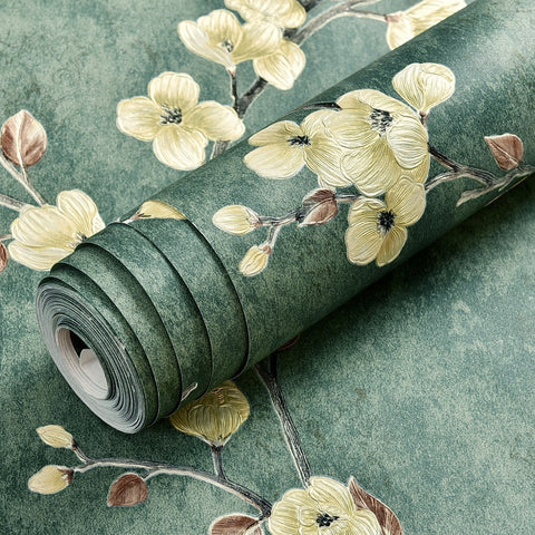 American Retro Non-woven Self-adhesive Rustic Vine Flower Wall Papers