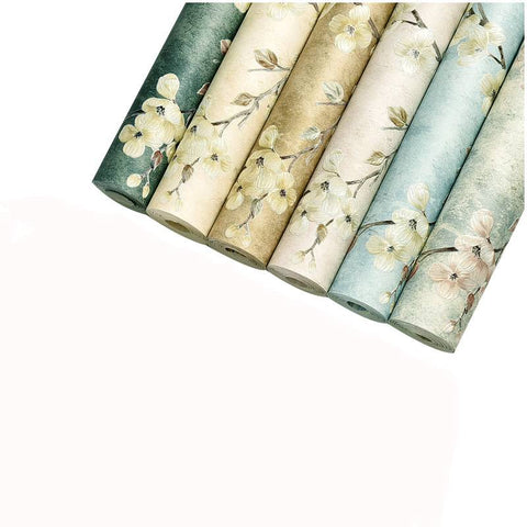American Retro Non-woven Self-adhesive Rustic Vine Flower Wall Papers