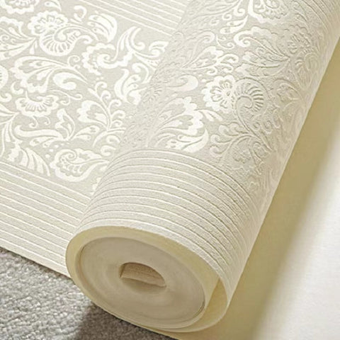 European style large Embossed Flower wallpaper