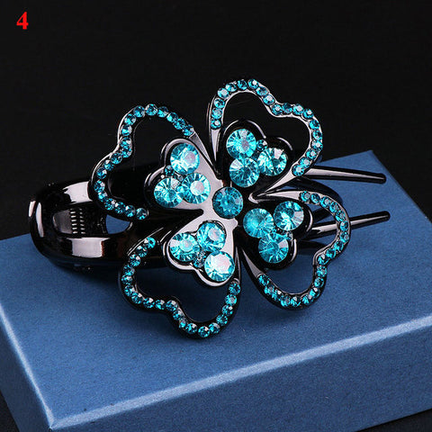 Shiny Rhinestone Flower Hair Clip