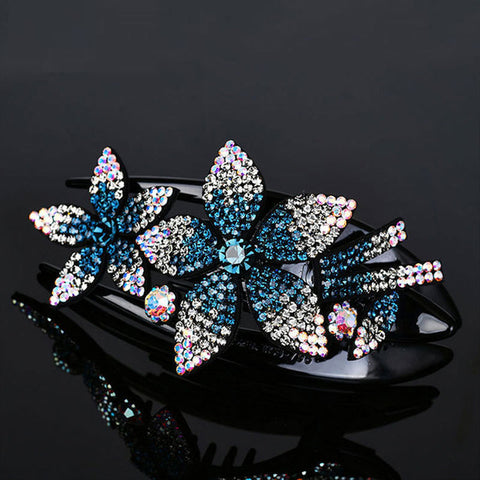 Shiny Rhinestone Flower Hair Clip