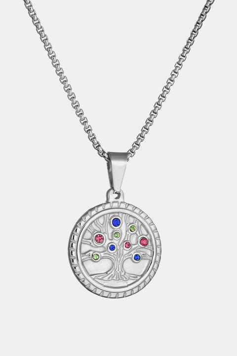 Stainless String Tree Shell Pendant Necklace