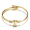 Girls Gold Color Stainless Steel Heart Bracelet Bangle With Letter Initial - Fabulous Trendy Items