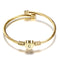 Girls Gold Color Stainless Steel Heart Bracelet Bangle With Letter Initial - Fabulous Trendy Items