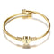 Girls Gold Color Stainless Steel Heart Bracelet Bangle With Letter Initial - Fabulous Trendy Items