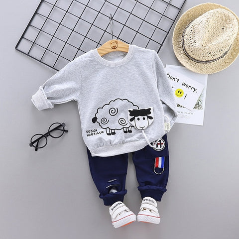 New Spring Autumn Baby Fashion Clothes Kid Boys Girls T Shirt Pants 2Pcs/sets Children Infant Clothing Toddler Cotton Sportswear - Fabulous Trendy Items