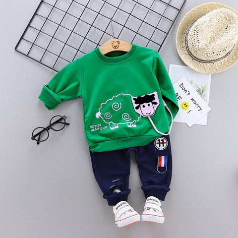 New Spring Autumn Baby Fashion Clothes Kid Boys Girls T Shirt Pants 2Pcs/sets Children Infant Clothing Toddler Cotton Sportswear - Fabulous Trendy Items