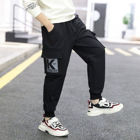 New Trend Clothing Teenage Boys Pants Cotton Cargo Pants Multi-Pocket Children Korean Sweatpants Elastic Waist Harem Kids Pants - Fabulous Trendy Items