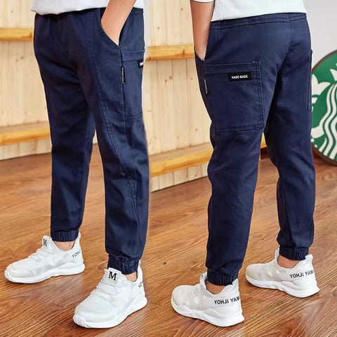 New Trend Clothing Teenage Boys Pants Cotton Cargo Pants Multi-Pocket Children Korean Sweatpants Elastic Waist Harem Kids Pants - Fabulous Trendy Items