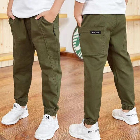 New Trend Clothing Teenage Boys Pants Cotton Cargo Pants Multi-Pocket Children Korean Sweatpants Elastic Waist Harem Kids Pants - Fabulous Trendy Items