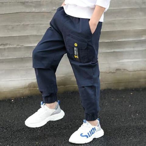 New Trend Clothing Teenage Boys Pants Cotton Cargo Pants Multi-Pocket Children Korean Sweatpants Elastic Waist Harem Kids Pants - Fabulous Trendy Items