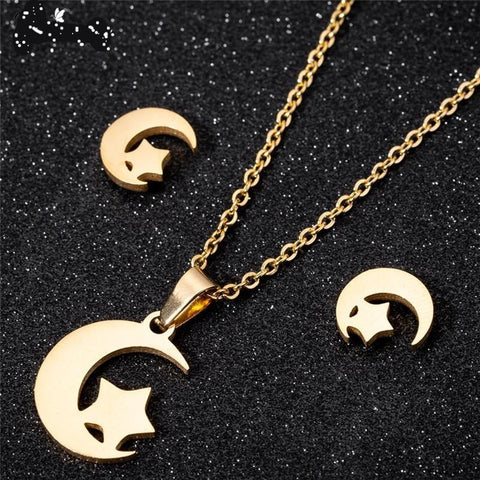 Star & Moon Pendant Necklace  Accessories - Fabulous Trendy Items