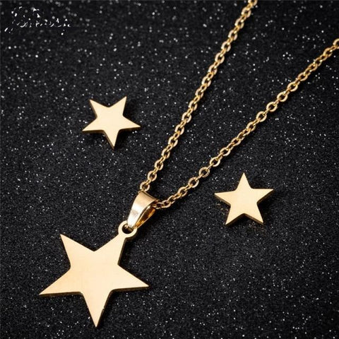 Star & Moon Pendant Necklace  Accessories - Fabulous Trendy Items